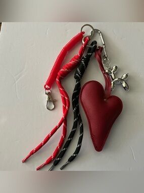 Red Heart Keychain Charm with Balloon Dog Accent